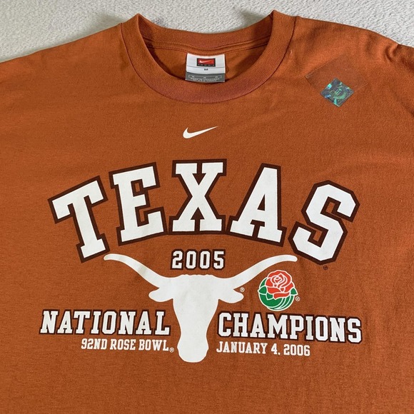 Vintage Texas Longhorns Shirt Mens Medium Orange Football Nike 2005 Champs NEW - Picture 2 of 10